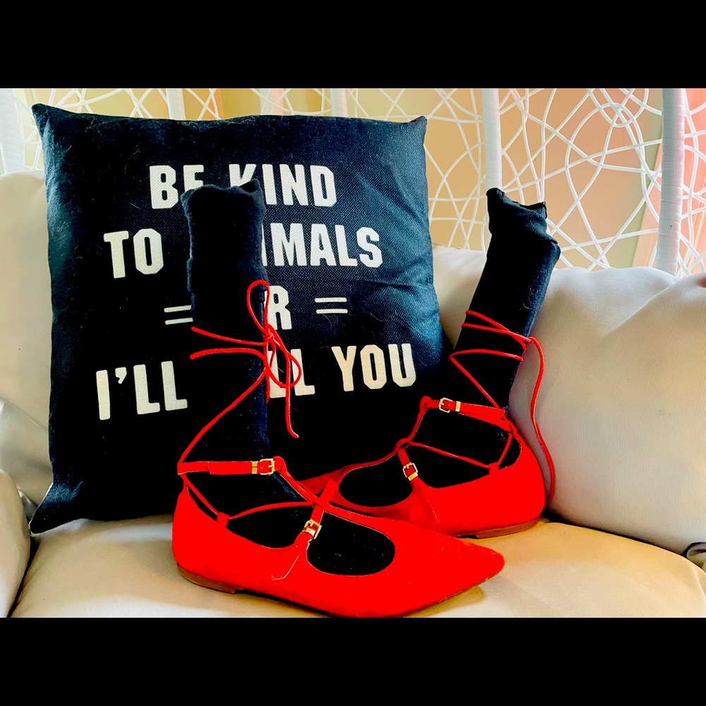 Red Free People lace up flats